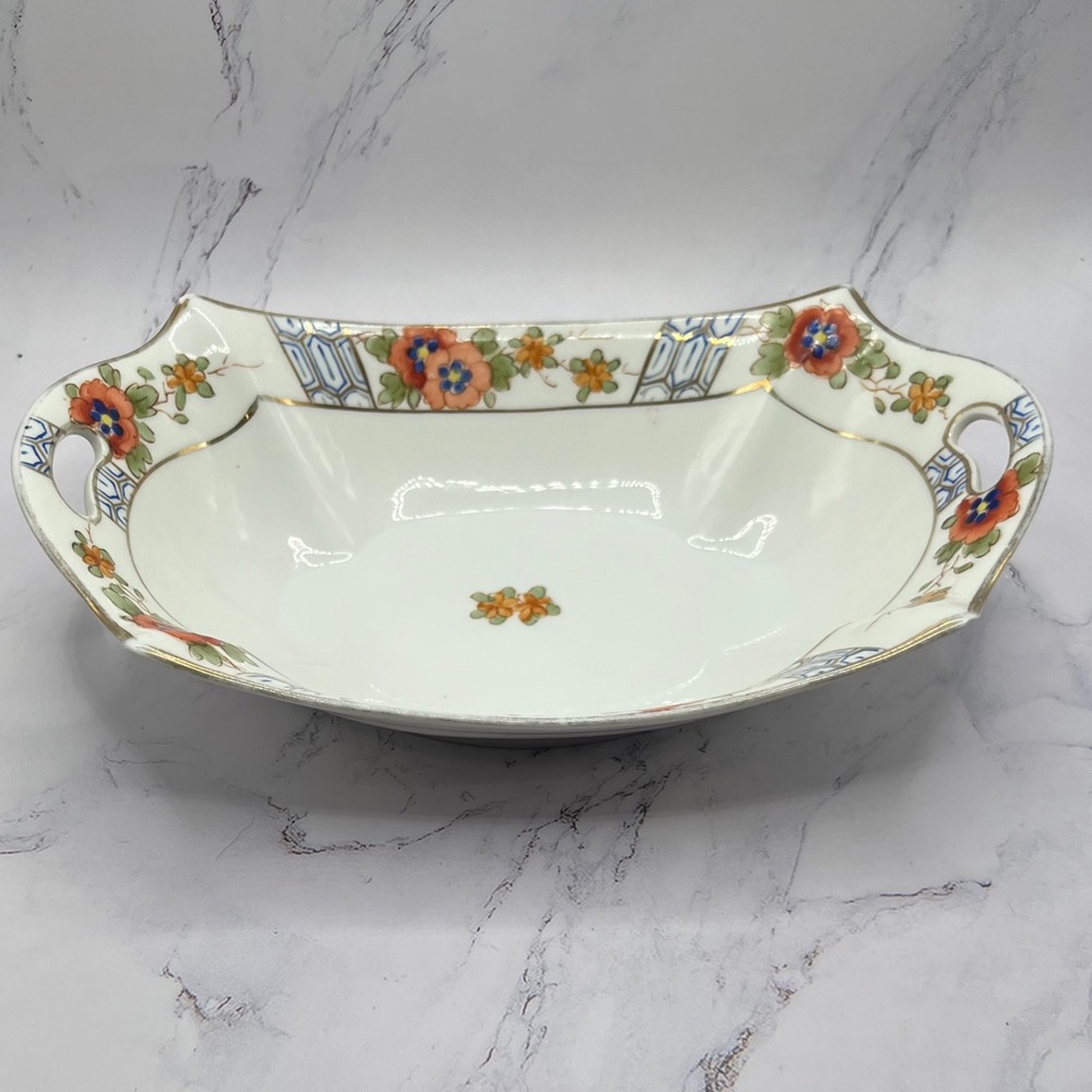 Floral Vintage Red Poppy Porcelain Serving Dish